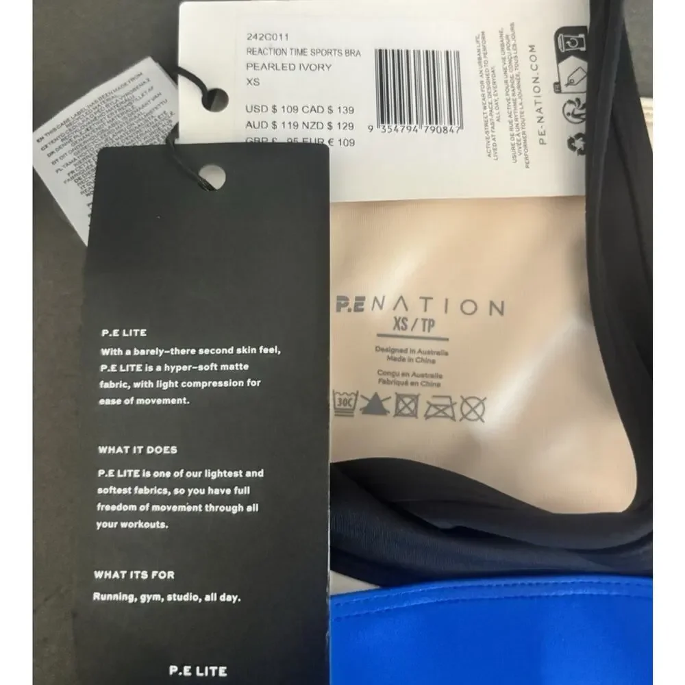 P.E Nation REACTION TIME SPORTS BRA PEARLED IVORY Women’s Size Xsmall NWT - Picture 9 of 13